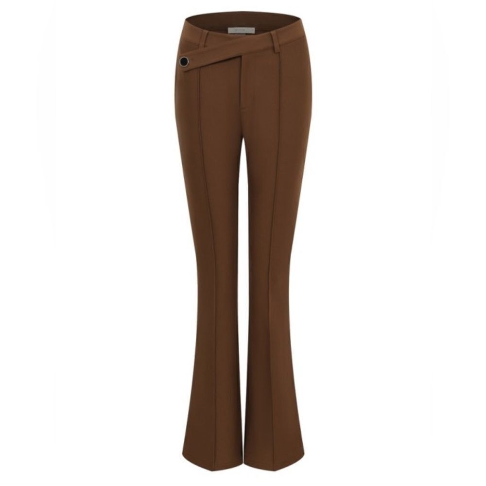 Brown Side Button Pants - Picture 2 of 3